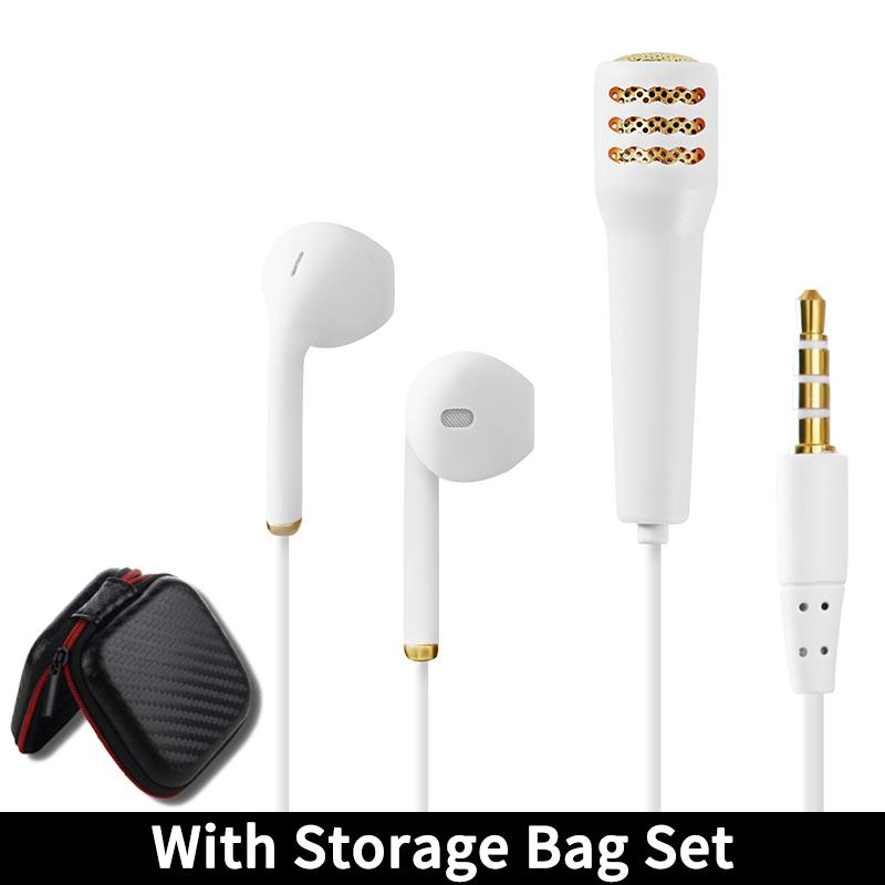 

Мини-наушники-караоке с проводным HD-микрофоном, стереогарнитура 3,5 мм AUX, наушники-вкладыши K-Song для пения, прямой трансляции музыки White With Bag