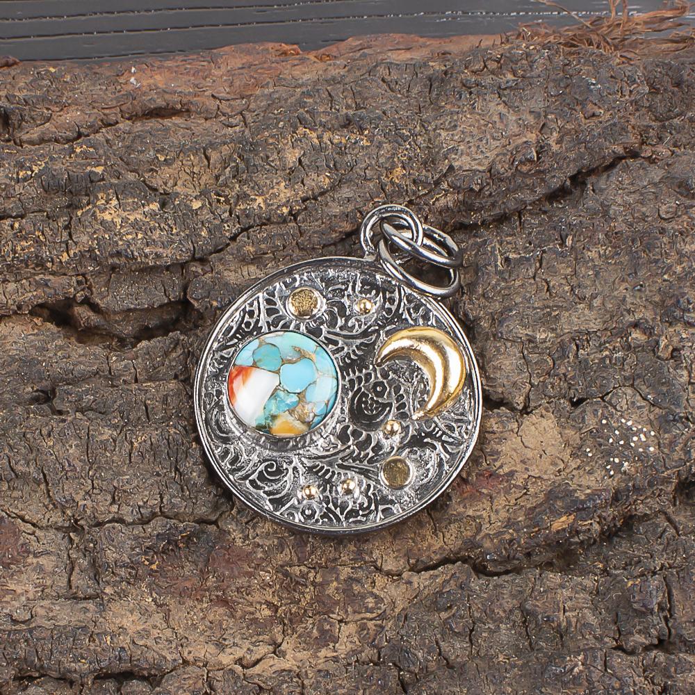 Spiny Oyster Handmade Gemstone Pendant, 925 Solid Sterling Silver Pendant Designer Jewelry, For Anniversary Gift