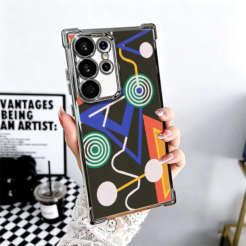Abstract Geometry PopArt Desgin Soft Phone Case For Samsung Galaxy S26 Ultra S25 Edge S24 FE S23 Plus S22 S21 + S20 Plating Anti