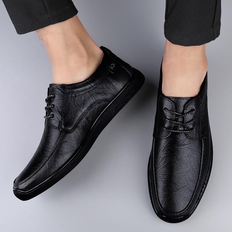 

Winter leather shoes men s leather lace-up velvet men s business dress casual leather shoes versatile British single shoes can be 38