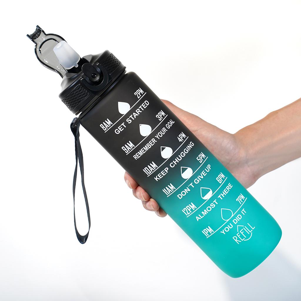 Water Bottle Gradual Change Matte Large Capacity Water Cup Elastic Cover Straw Cup 11OZ Portable Sports Kettle