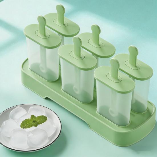 6Pcs Ice Cream Mold Plastic Popsicle Maker for Homemade Fruit Ice Cream Yogurt Popsicles Chocolate Pudding Molds for Children