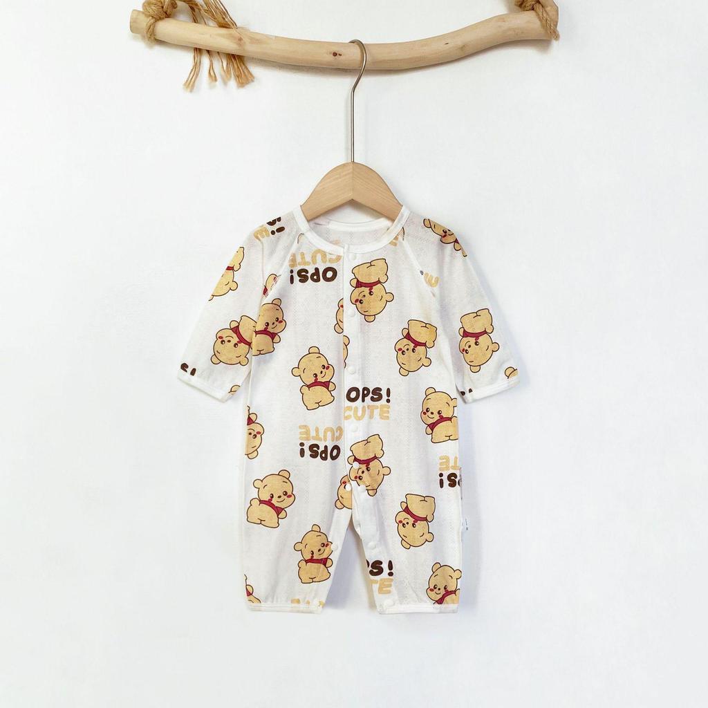 Baby Langarm-Bodysuit aus Bambusfaser: 3-24 Monate, Atmungsaktiver Druckknopf im Schritt, Nahtlos für den Sommer