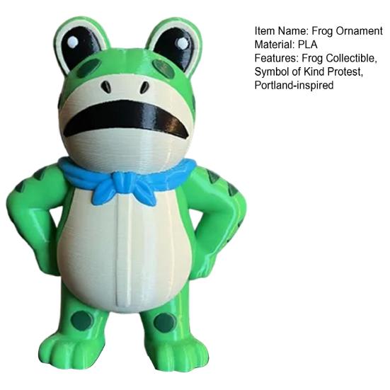 Portland Protest Frog Ornament 3D Printed Frog Figurine Collectible Symbol of Peace And Kind Protest Activism Gift Inspirational Frog Sculpture