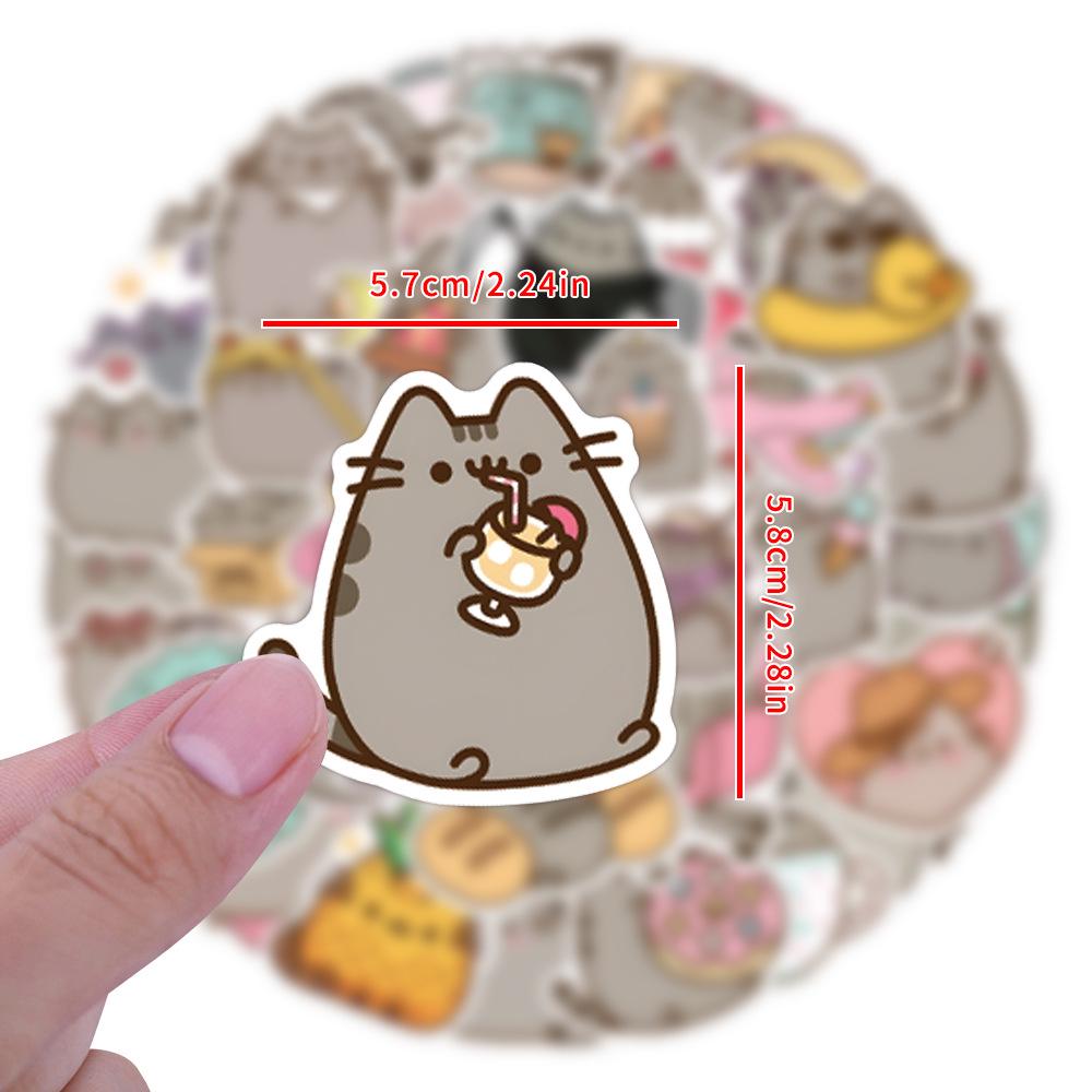 55 Anime Fat Pusheen Cat Cartoon Stickers for Suitcases, Water Bottles, and Scooters