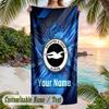Beach Towel Brighton & Hove Albion Football Print Custom Name Text Soft Towel for Swimming Pool