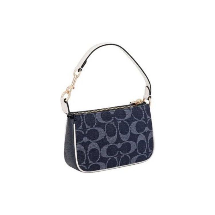 Coach Nolita 15 Zipper Closure Monogram Print Fabric Leather Mini Handbag Women Handbag Denim-Blue C3334-IMDEI