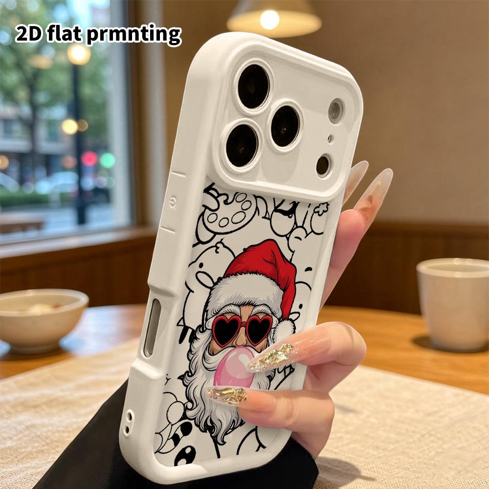 Phone Case: 2D Flat Design, Suitable for iPhone 18 17 16 15 14 13 Pro Protective Case, Cool Santa Claus, Perfect Christmas and Halloween Holiday Gift