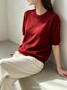Crew neck mid-sleeved knitted top for women, loose and versatile basic bottoming shirt, factory wholesale
