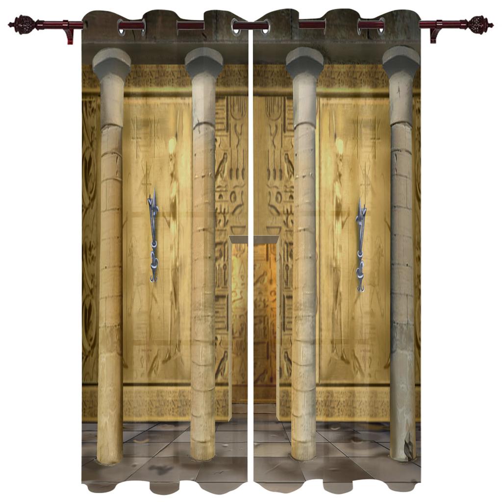 Egyptisk Tempelkultur Symbol Gardiner för Sovrum Kök Fönsterbehandlingar Kappa Gardiner för Vardagsrum