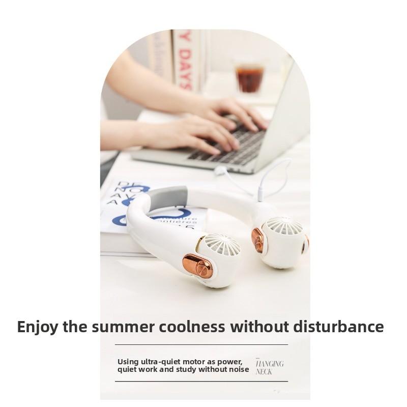 Silicone Neck Fan Mini Portable USB Charging Outdoor High Wind Adjustment Neck Fan
