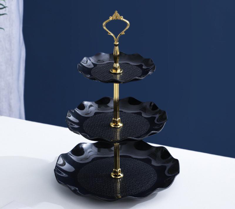 צלחת פירות אירופית רב-שכבתית לסלון - אידיאלית לממתקים, חטיפים וקינוחים