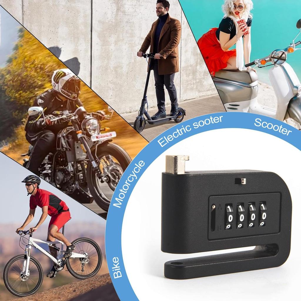 Motorcycle Disc Brake Lock, Anti-theft Metal Brake Lock Motorcycle Lock, 4 Digit Password Disc