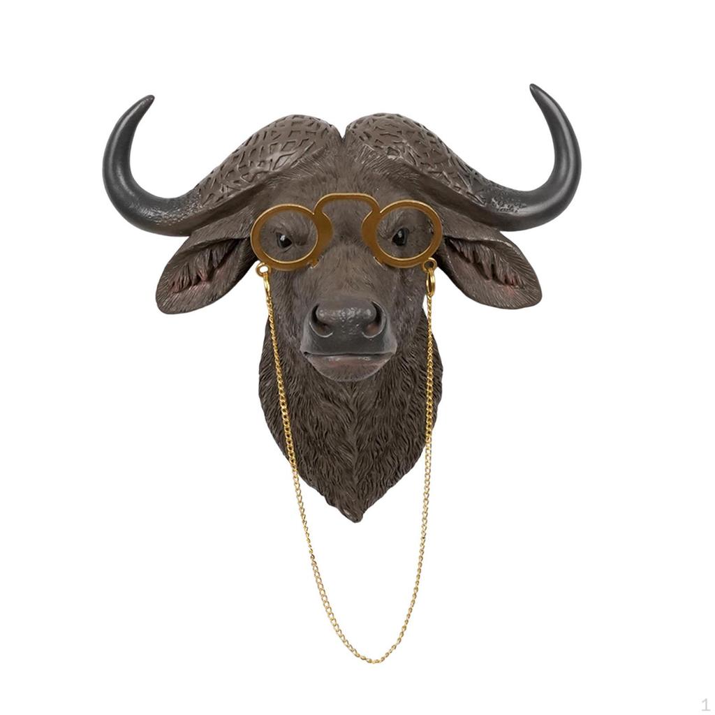 Animal Head Wall Buffalo Sculpture Decor Mount Minimalist Artistic Modern