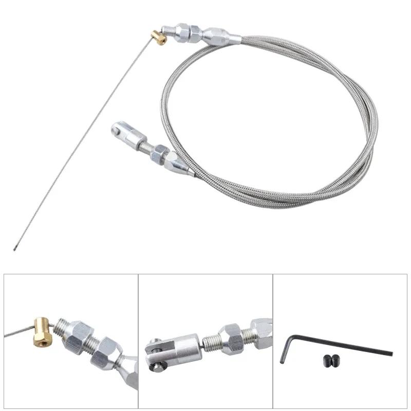 36" Throttle Gas Cable Kit Stainless Steel Braided For 97-07 Chevrolet/Chevy LS1 Engine 4.8L 5.3L 5.7L 6.0L Silver