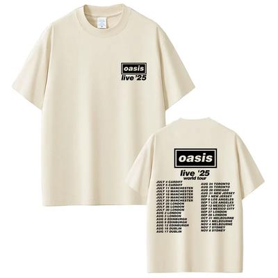 O-Oasis Live 25 Tour T Shirt Men Women Gothic Vintage Overd Tshirt Men's High Quality Short Sleeve T-shirts#Color(7)