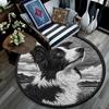 Border Collie Runder Teppich, Teppich für Wohnzimmer Schlafzimmer Sofa Spielzimmer Dekoration, Rutschfeste Bodenmatte