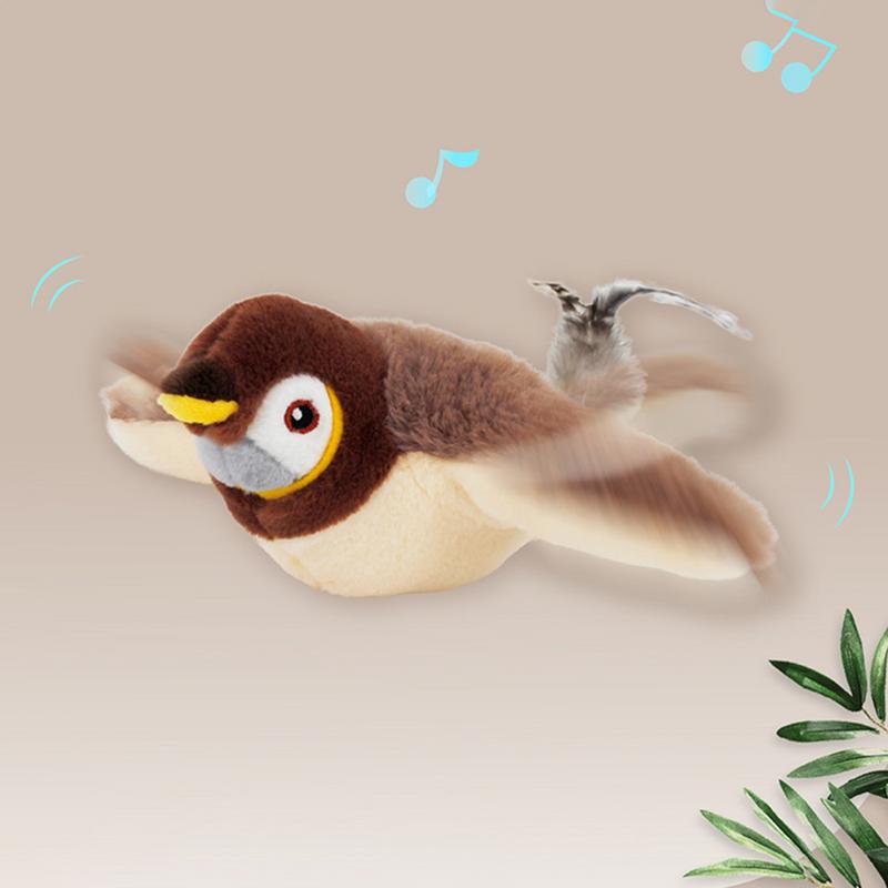 Interactive Cat Toys Rechargeable Flying Bird Cat Toy Chirping Flapping Bird(no Flying) Can Add Catnip Touch Activated Plush Toy