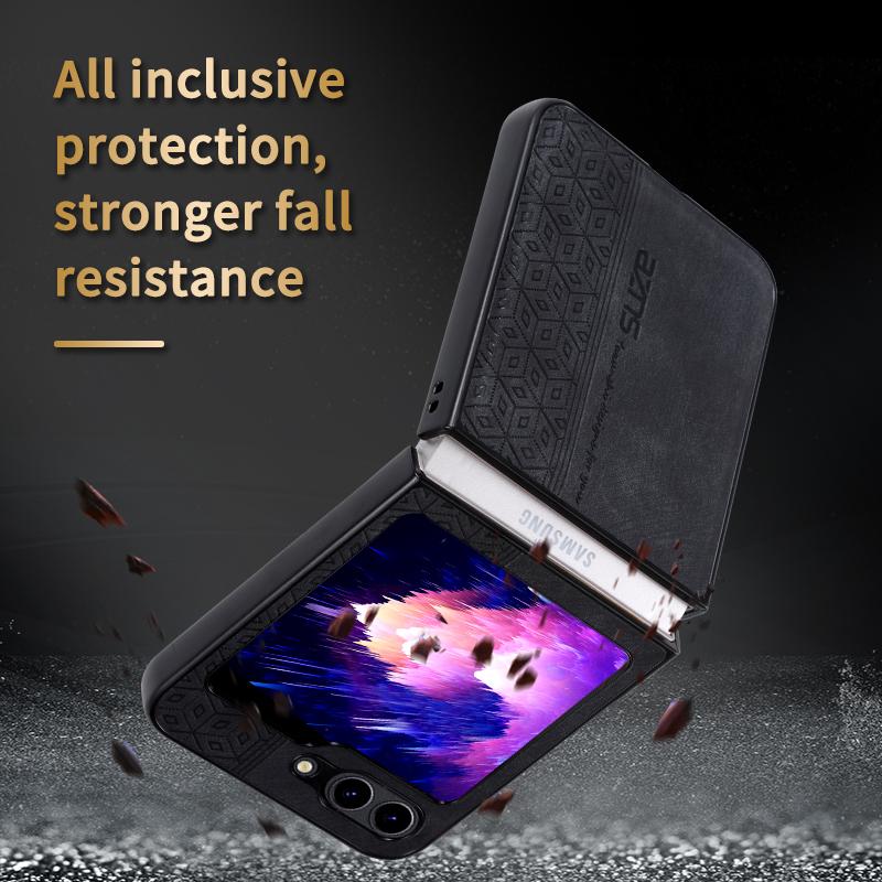 AZNS For Samsung Galaxy Z Flip6 5G Case PU Leather Coated PC Hard Phone Cover