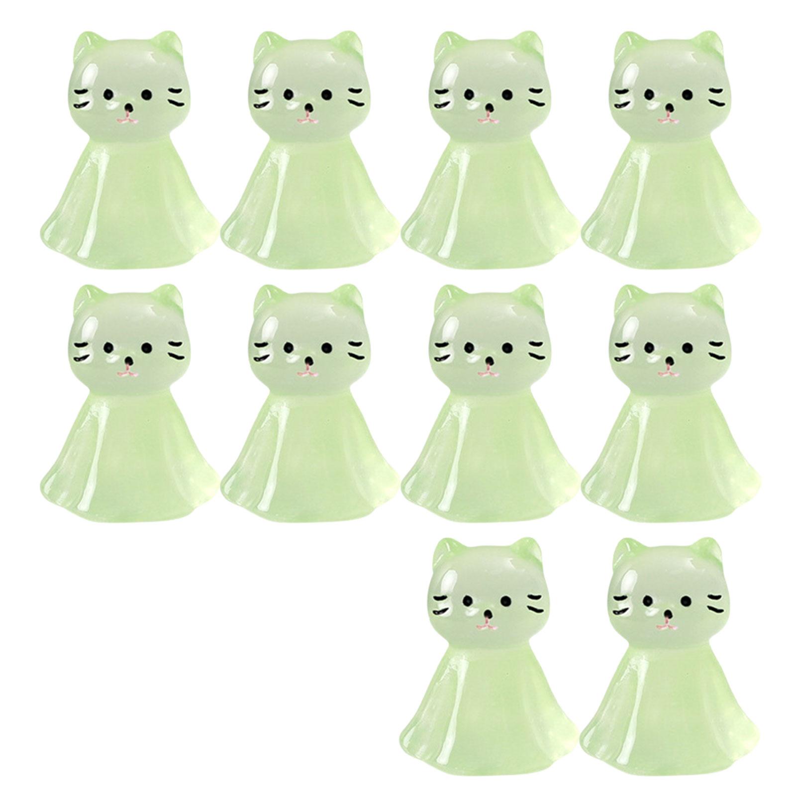 

Set of 10 Luminous Miniature Figurines Resins Cats with Cape Decorative Figures Ornaments for Home Living Room Bedroom зелёный