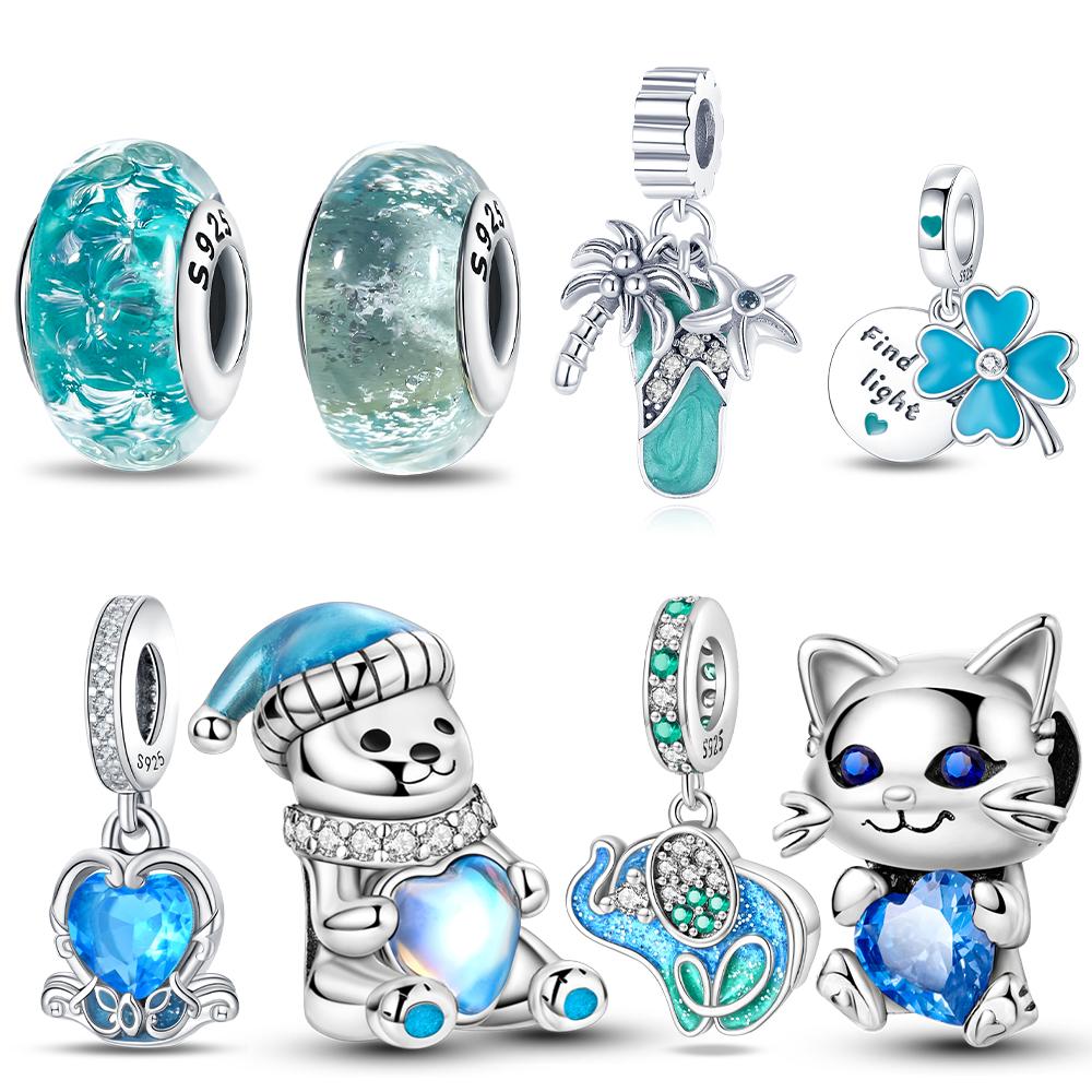 Original Copper Bracelet Women Jewelry Diy Anniversary Gift Charms Beads Dreamy Blue Ocean Stars Bear Chameleon Beads