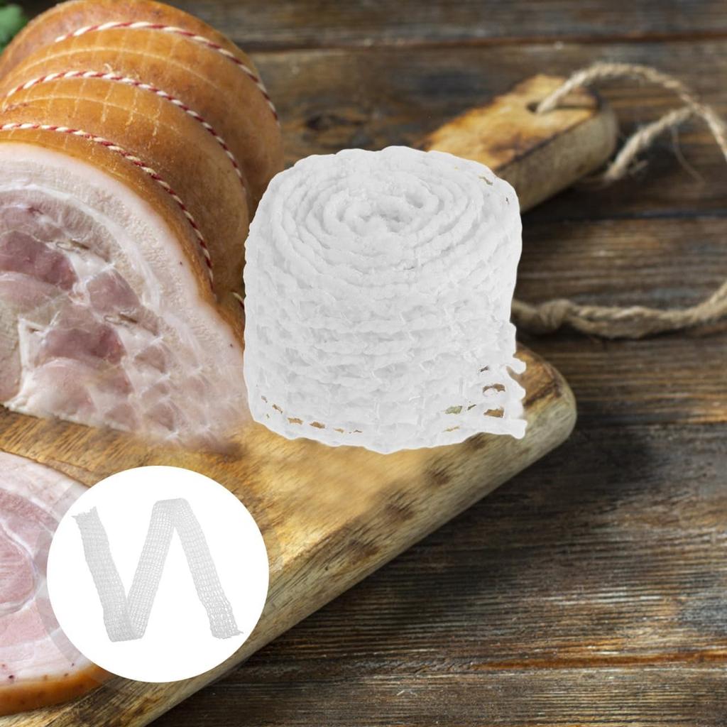 DOITOOL 4 Meat Netting Roll Size 16, Cotton Ham Sock for Sausage Making, Elastic Butchers Twine Cooking String Food Net, Poultry Meats Cooking,