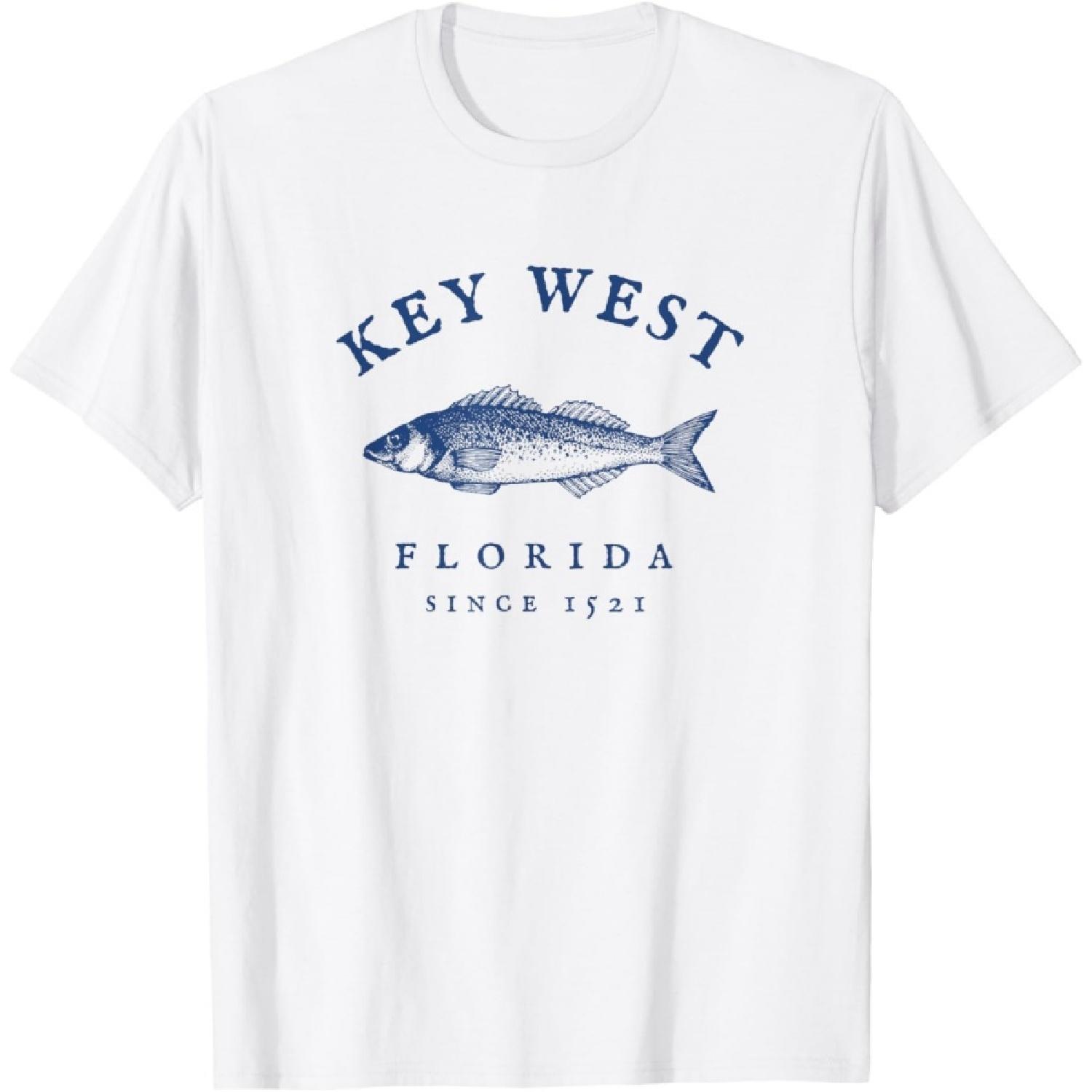 Key West Florida Vintage Fishing T-Shirt XXXXXL белый