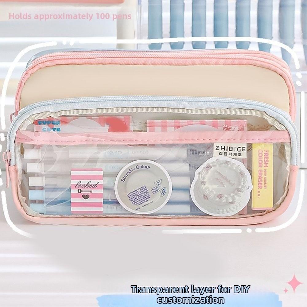 Multi-layer Stationery Storage Bag Large Capacity Pen Pencil Case Pencil Bag  Kids Gift