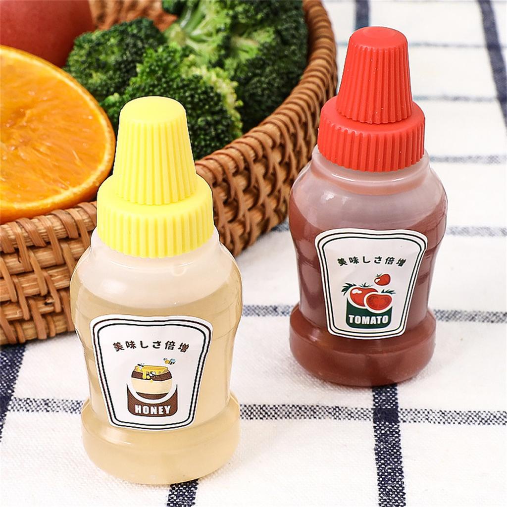 2pcs Portable Seasoning Cruet Bottle Condiment Storage Container Ketchup Honey Salad Dressing Dispenser Suitable For Bbq Picnic