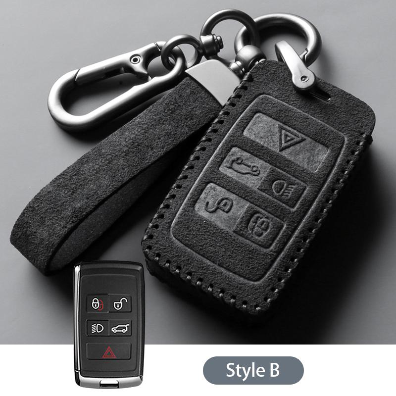 Kožené semišové pouzdro na klíč od auta Kryt pro Land Rover Discovery Sport Evoque Defender 4 Freelander 2 Jaguar XF XJ XJ