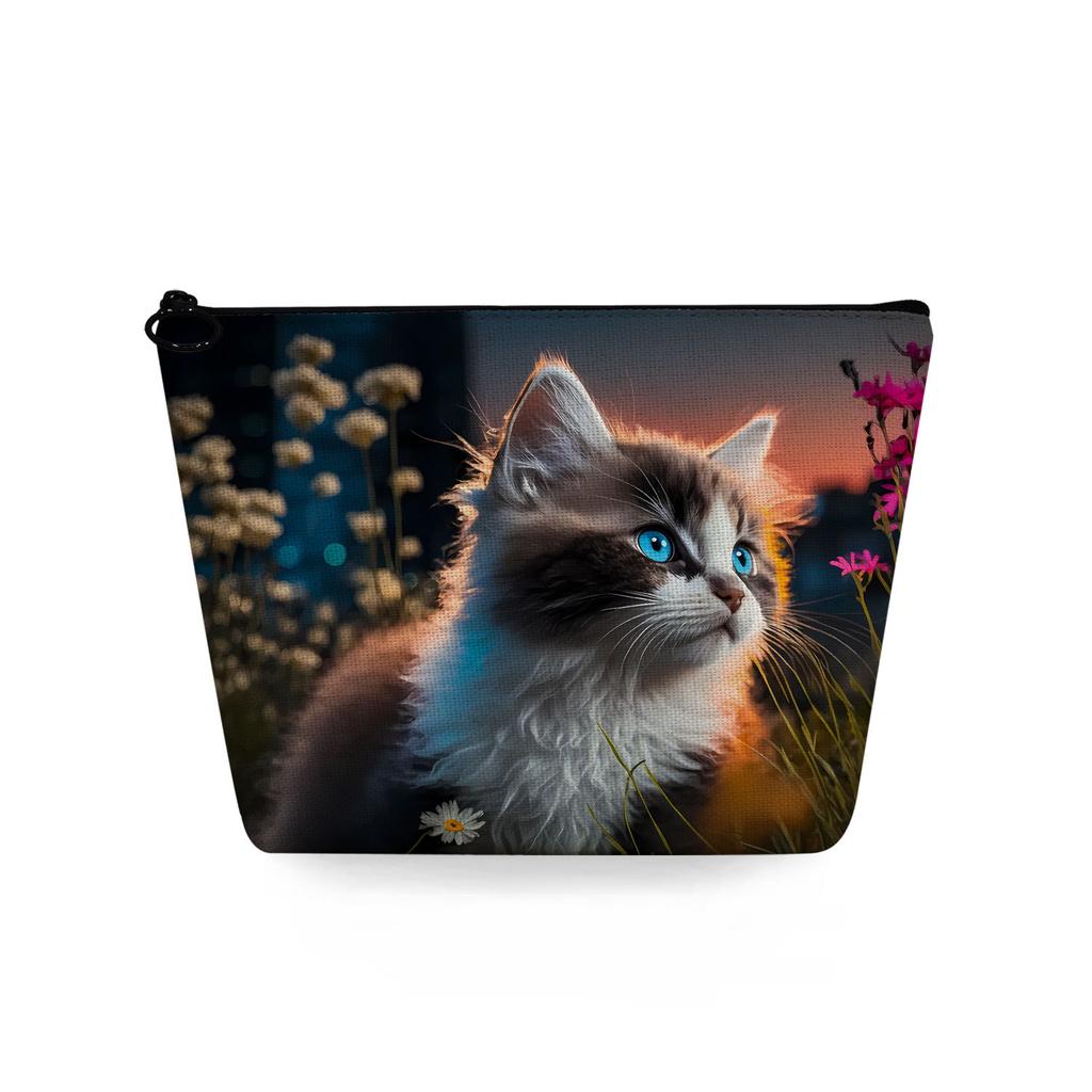 Women Cat Print Cosmetic Bag Toiletries Organize Travel Storage Case 6771