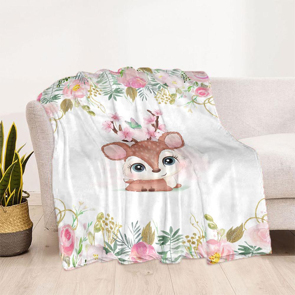 Baby Animals Floral Crown Blankets are suitable for living rooms,making them an ideal choice for outdoor travel and gifts.