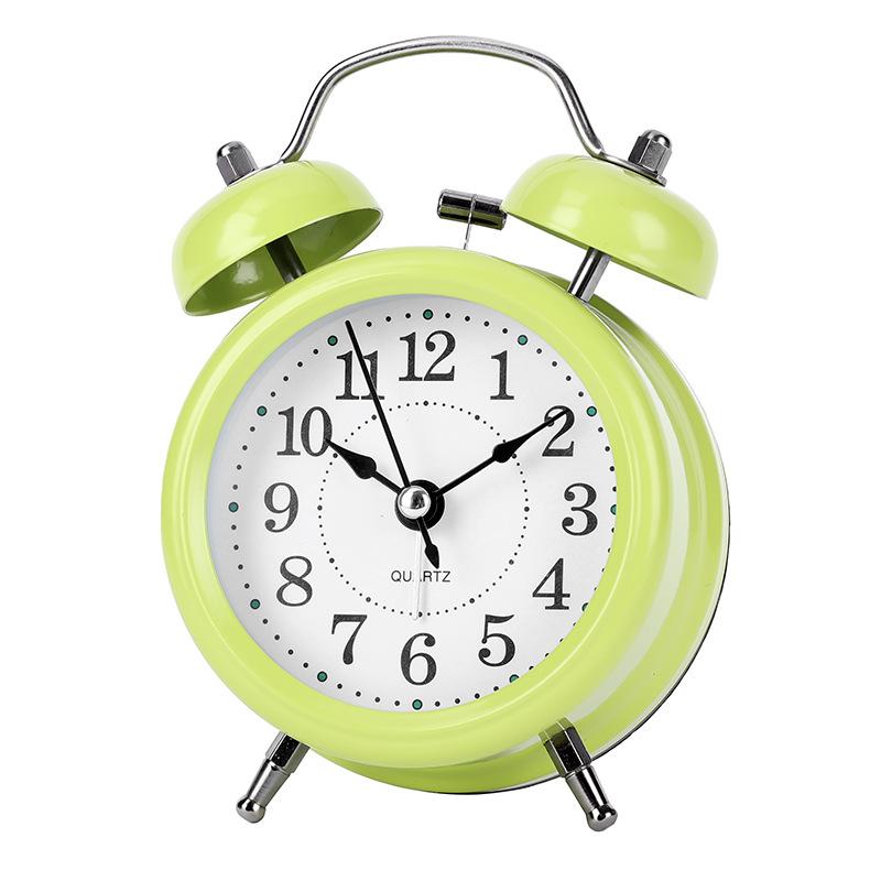 Simple Dormitory Student Alarm Clock Metal Small Alarm Clock Children's Bedroom Bedside Clock Silent Luminous Quartz Watch