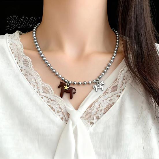 Horse Lover Gift Coated Pendant Necklace Bright Color Cute Charm