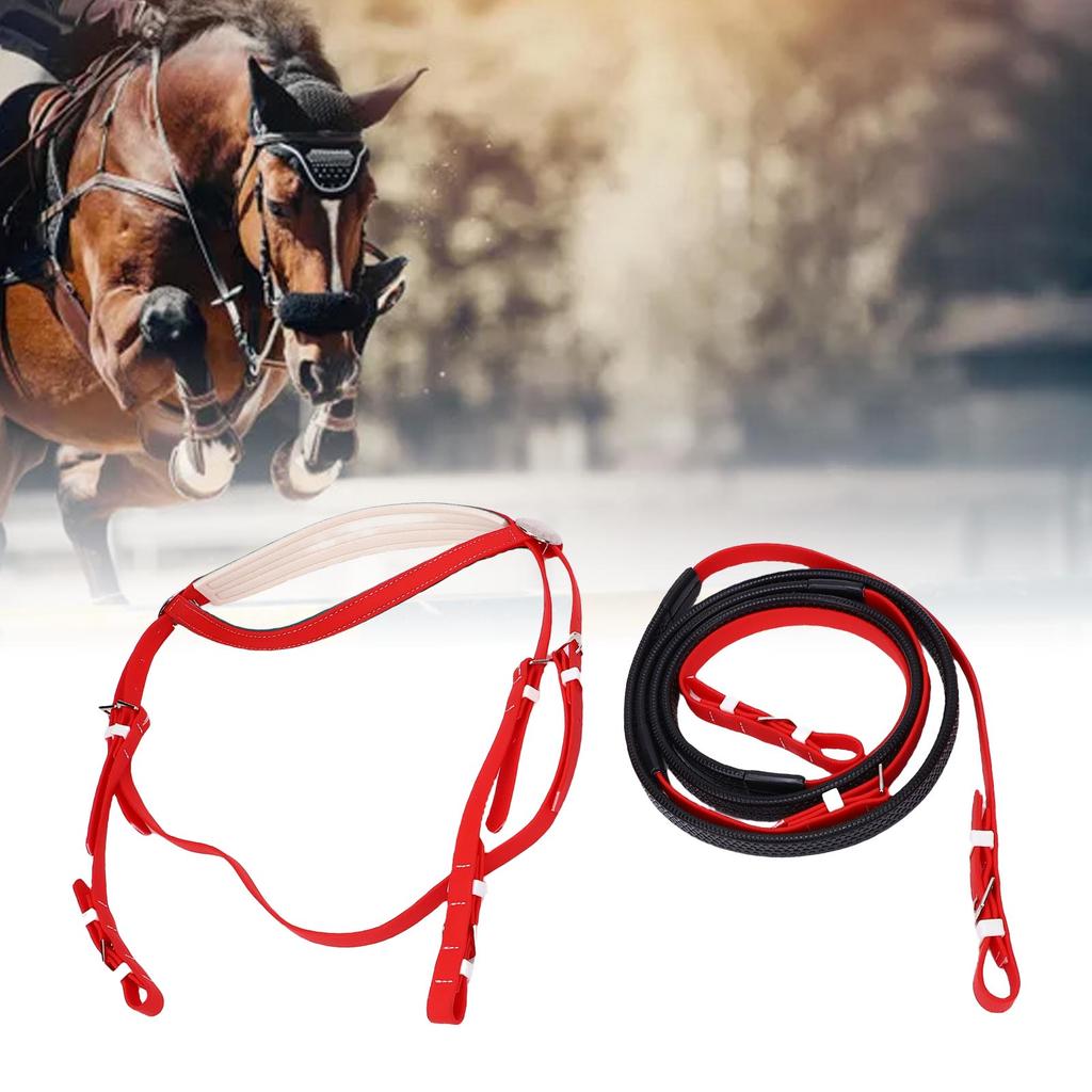 PVC PU Lther Nylon Horse Bridle Rein, Horse   and Rein Set, Equestrian Equipment Idl for Competitions Daily Training Riding