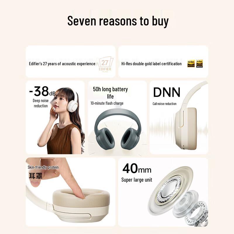 Edifier Free Pro Active Noise Cancelling Wireless Over-Ear Headphones