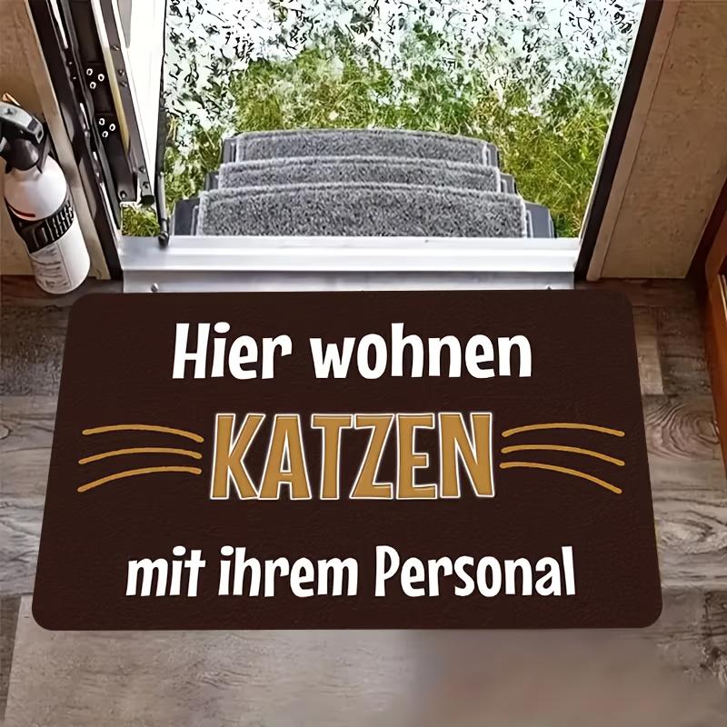 

German Cat-Themed Doormat with Hier Leben Die Cats Non-Slip Floor Mat for Entrance, Bathroom, Living Room - Housewarming Gift 40x60cm