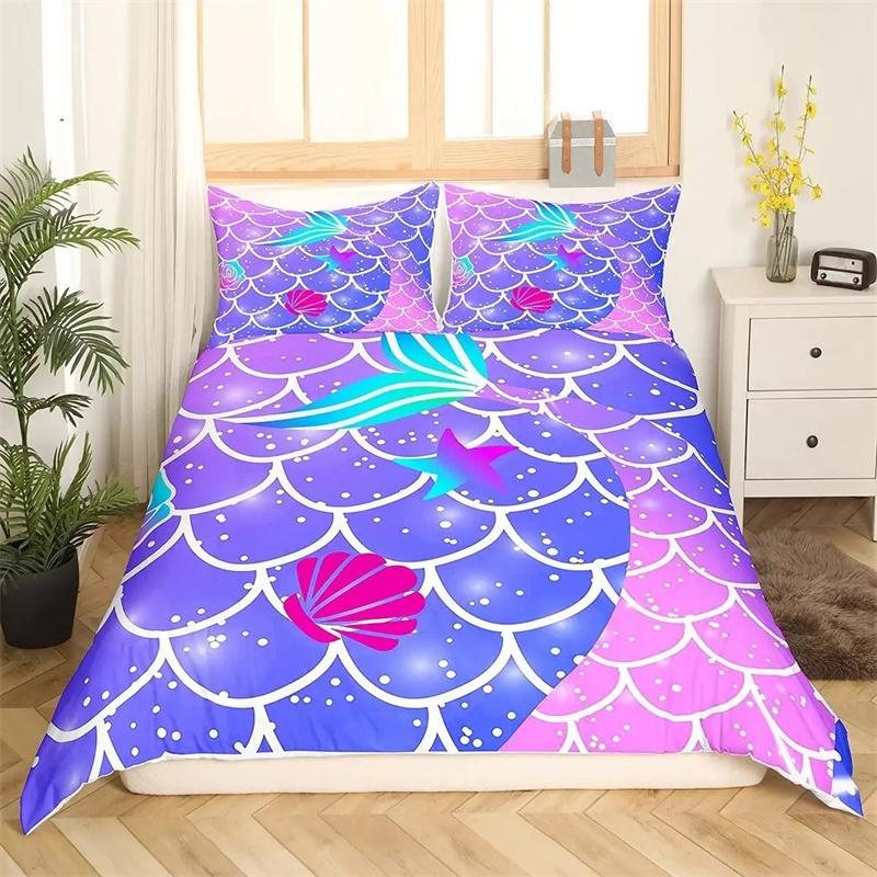 Gemütliche Moderne 3D-Druck Meerjungfrauenflosse Bettgröße Jungen Mädchen Erwachsene King Queen Twin Bettdecke Steppdecke