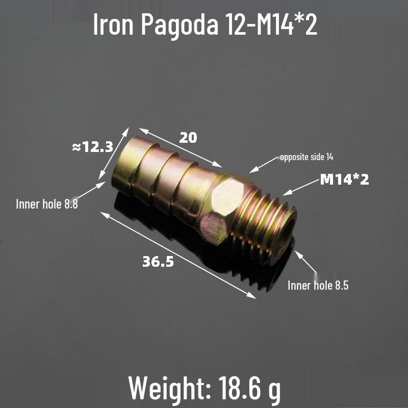 Iron-Plated Threaded Pagoda Hose Connector - Fits 1/2, 3/4, 3/8, 1/4, 1 Inch