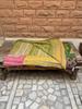 Green Floral Kantha Quilt: Vintage Indian Patchwork Throw