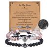 Bracciale con proiezione "Ti amo" in 100 lingue con pietra naturale smerigliata e turchese bianco per coppie
