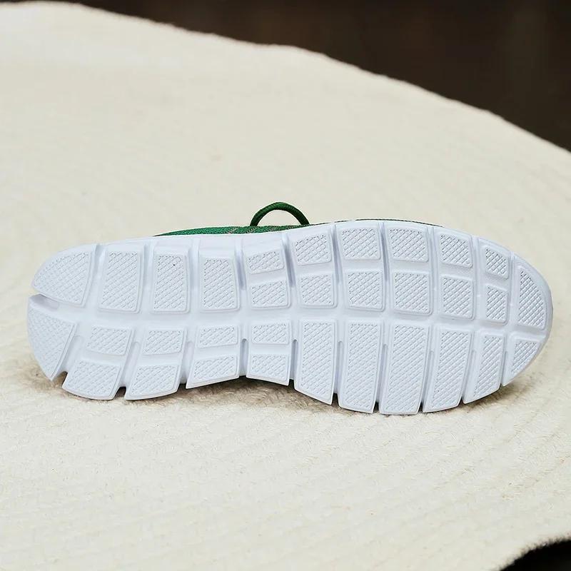 Fashion Spring Summer Breathable Knitted Sneakers Womens Plus Size Soft Sole Flats Shoes Woman Comfort Lace Up Platform Sports Shoes