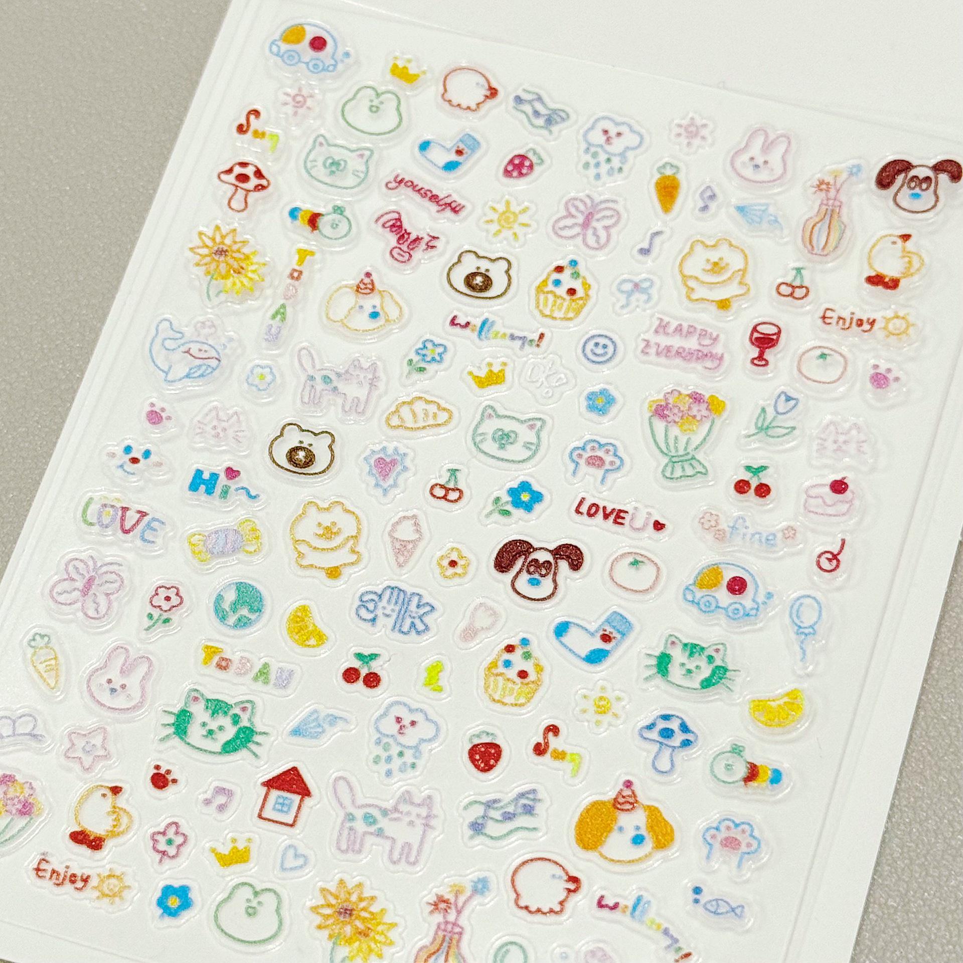 Cute Viral Ins Stickers: Childlike Expressions Nail Art Graffiti of High Value