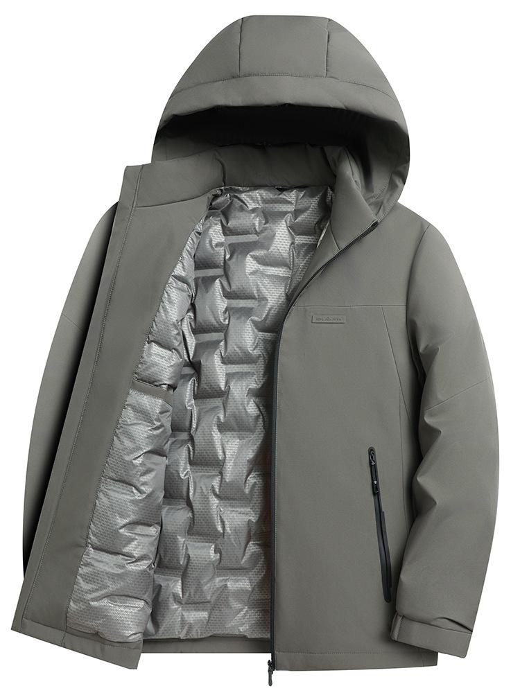 Men's Winter Down Jacket with Detachable Hood - Thick, Warm, and Stylish Outerwear for Middle-Aged Men.