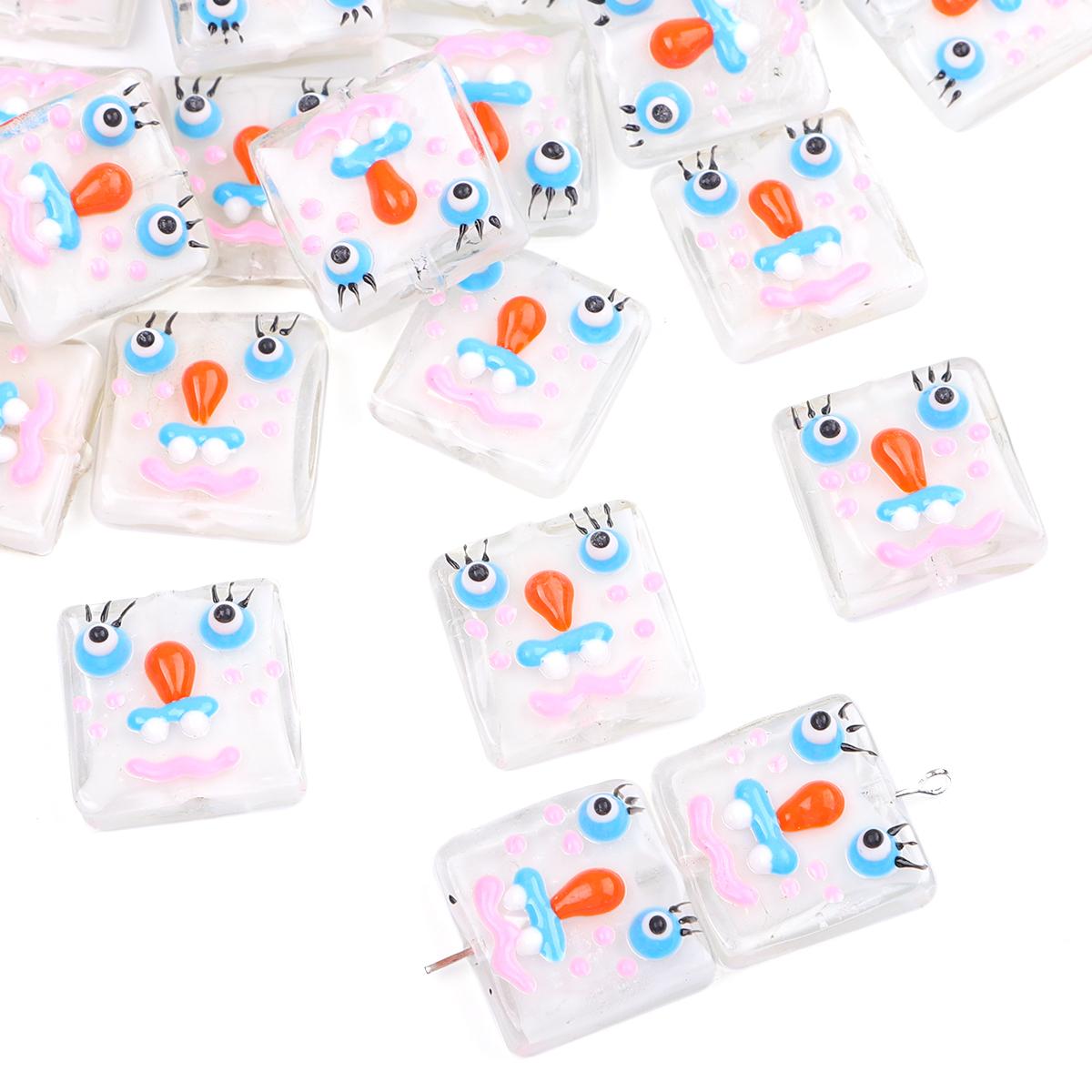 

1 шт. 20 мм квадратный куб ручной работы стеклянные бусины лэмпворк мультяшные подвески для DIY ювелирных изделий аксессуары для рукоделия белый