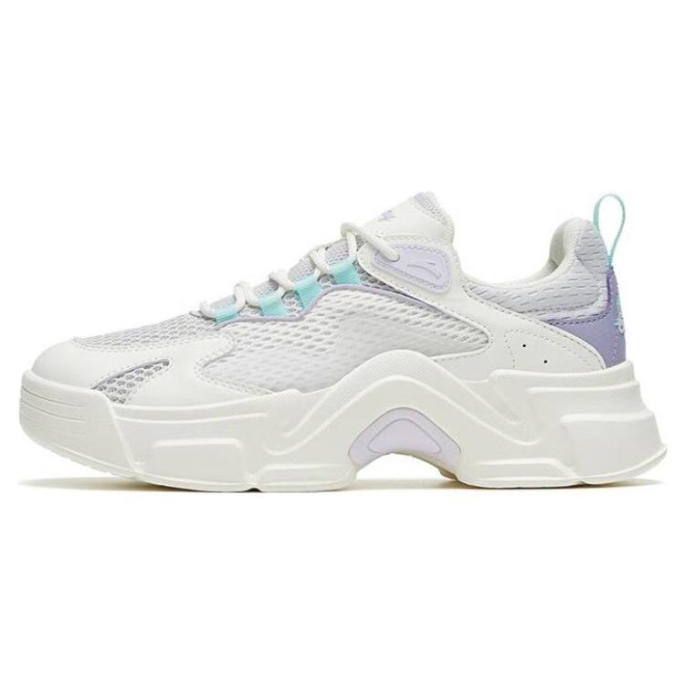 New Anta Life Collection Bunny Wear Resistant Low Top Casual Shoes Women's White Purple Blue 122328889-4