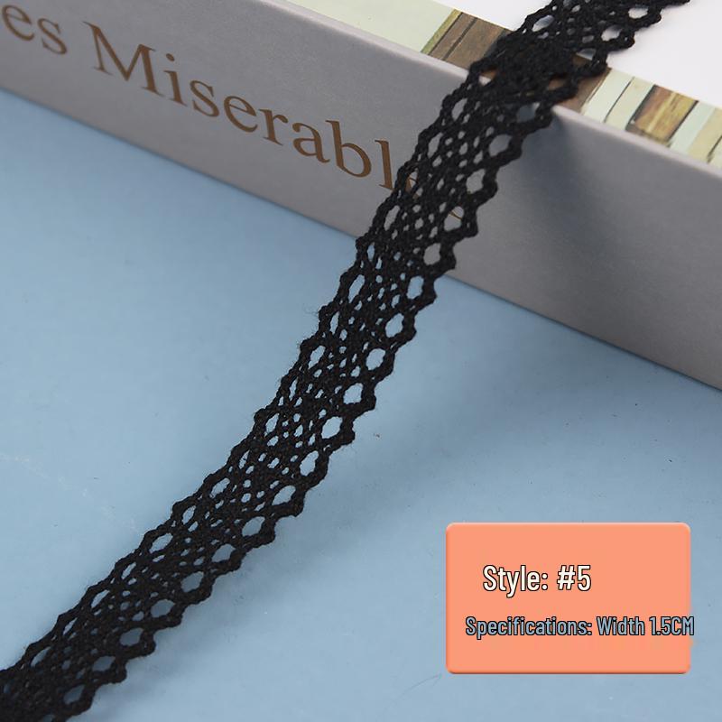 Black Pure Cotton Lace Trim for Clothing and Curtains