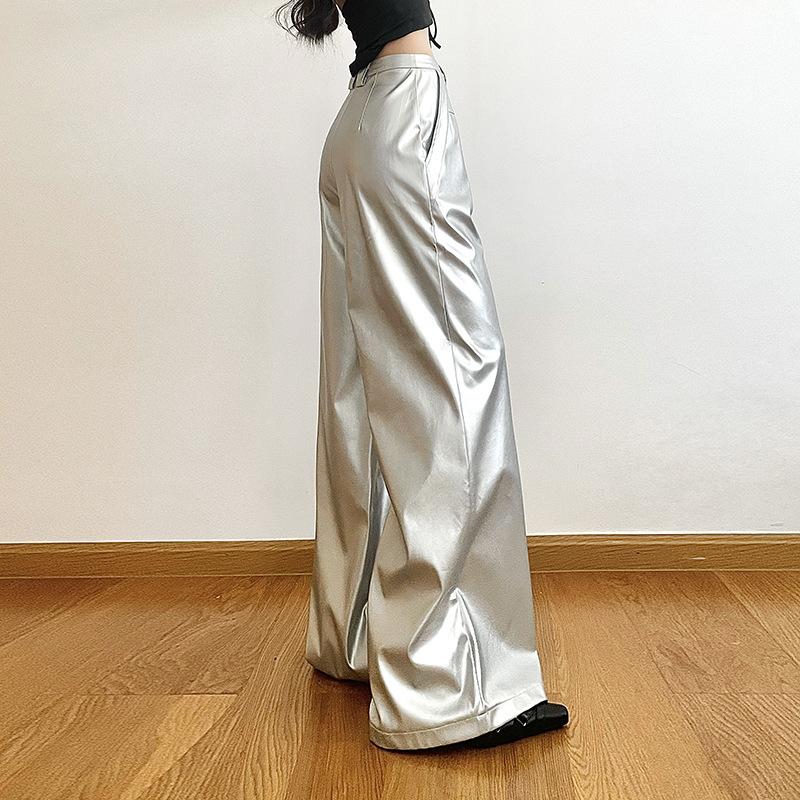 Sommer Neue Damen Einfarbig Locker Street Fashion Hohe Taille Lässig Gerade Weitbein Hose