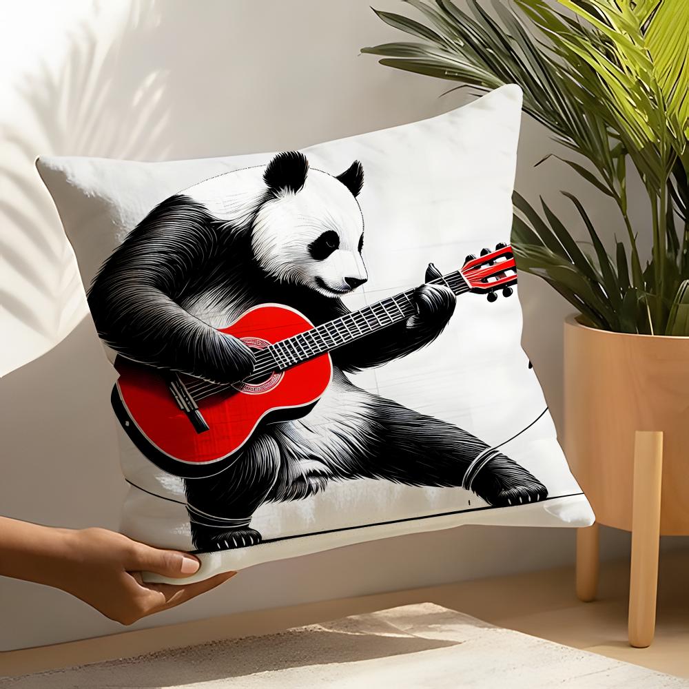 Funny Animal Guitar Playing Patterns 3 Linen Cushion Covers For Decorative Sofa Home Pillows Case Car Chair Pillows Cases