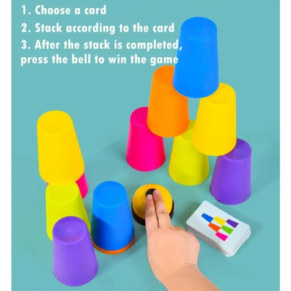 Stack Cup Game with Card Kid Educational Montessori Toy Intellectual Enlightenment Color Cognition Logic Training Christmas Gift